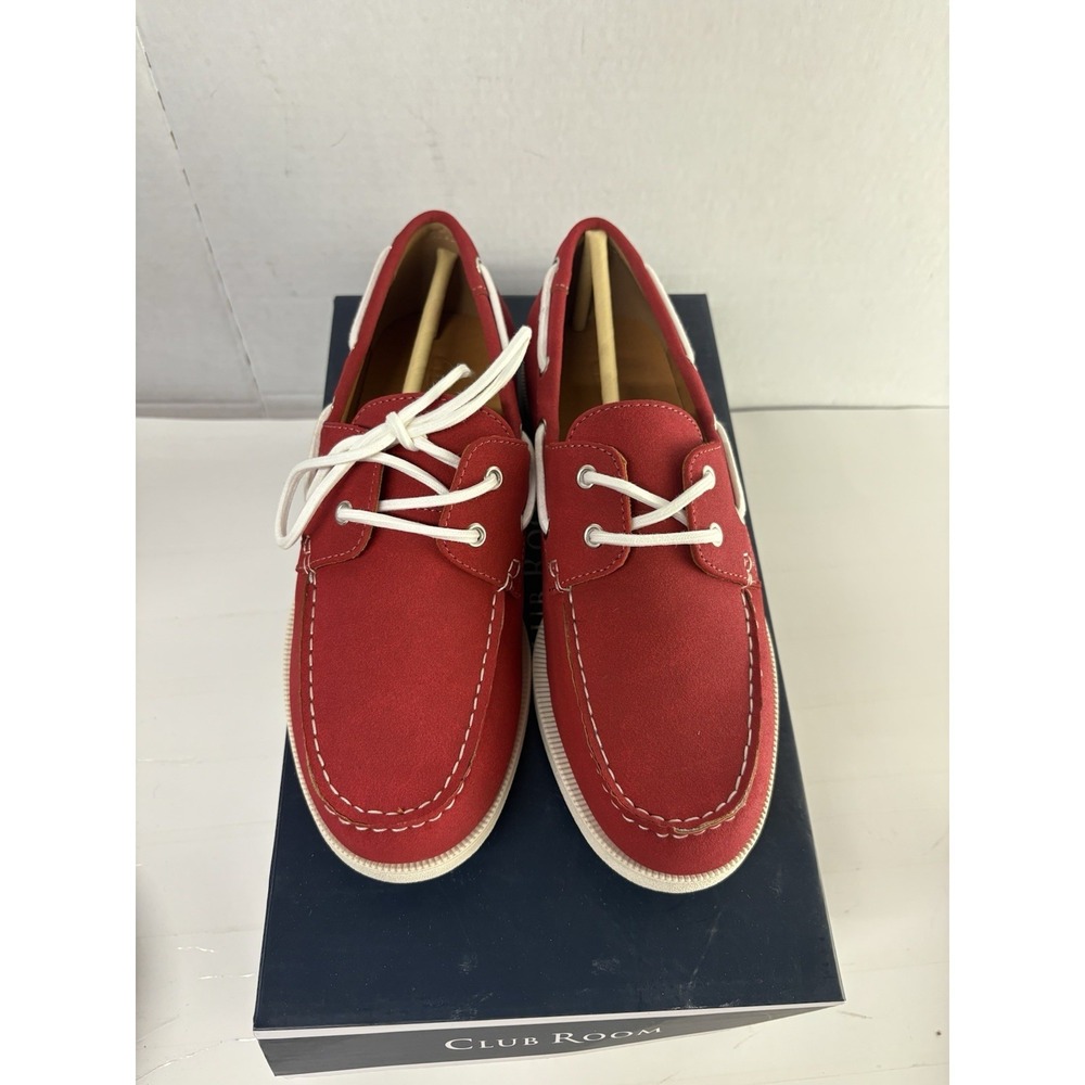 Club Room Men's Red Comfort Elliot Round Toe Lace-Up Boat Shoes Size 7M - Picture 5 of 6
